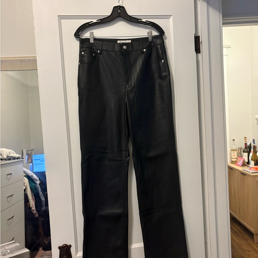 Zara Faux Leather Straight-Leg Women’s Pants